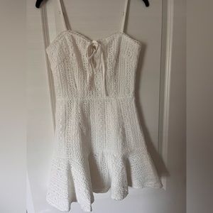 Eyelet White Mini Dress with Keyhole